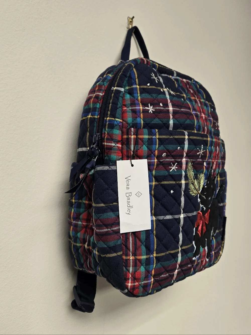 Vera Bradley Scottie Dog Navy Plaid Small Backpack